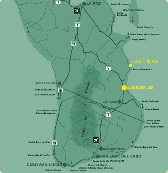 Map of the tip of the Baja peninsula